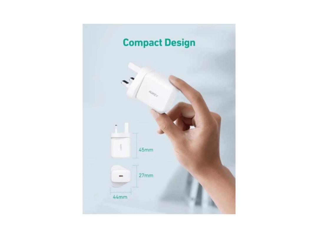 Aukey portable Wall Charger / 30W Charging / PD / USB-C / PA-R1P-WT - White Aukey portable Wall Charger / 30W Charging / PD / USB-C / PA-R1P-WT - White